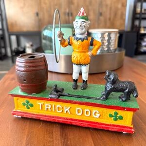 Vintage Trick Dog Metal Coin Bank